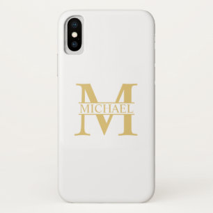 White and Gold Personalized Monogram and Name iPhone X Case
