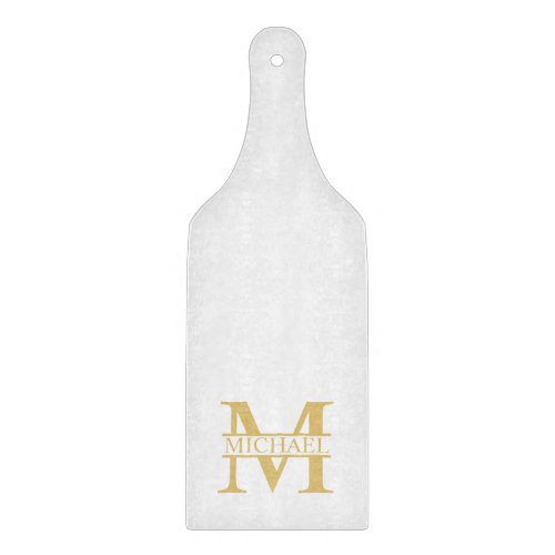 White and Gold Personalized Monogram and Name Cutting Board