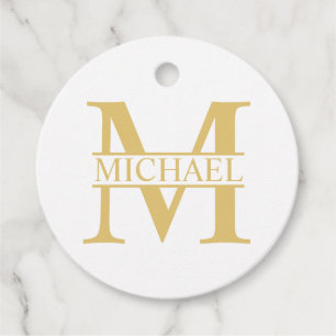 White and Gold Personalized Monogram and Name Favor Tags