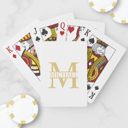 White and Gold Personalized Monogram and Name Playing Cards