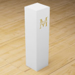 White and Gold Personalized Monogram and Name Wine Box<br><div class="desc">Personalized Monogram and Name Gift Box featuring personalized monogram in gold classic serif font style with box of name in the middle of monogram on white background. Perfect gift box for holiday, wedding and any special occasions. Please note : The foil details are simulated in the artwork. No actual foil...</div>