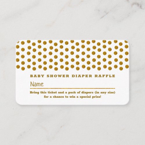 White and Gold Polka Dot  Diaper Raffle Ticket Enclosure Card