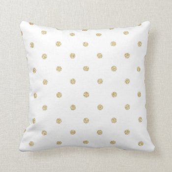 White And Gold Polka Dot Pattern Throw Pillow by eventfulcards at Zazzle