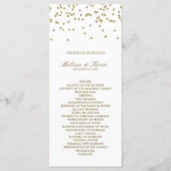 White And Gold Polka-dots Order Of Services Program by weddingsNthings at Zazzle