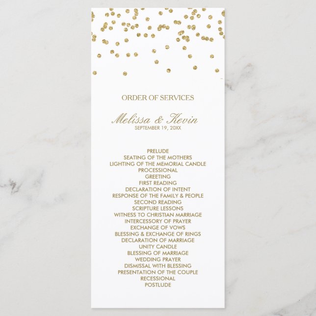 White and Gold Polka-Dots Order of Services Program (Front)