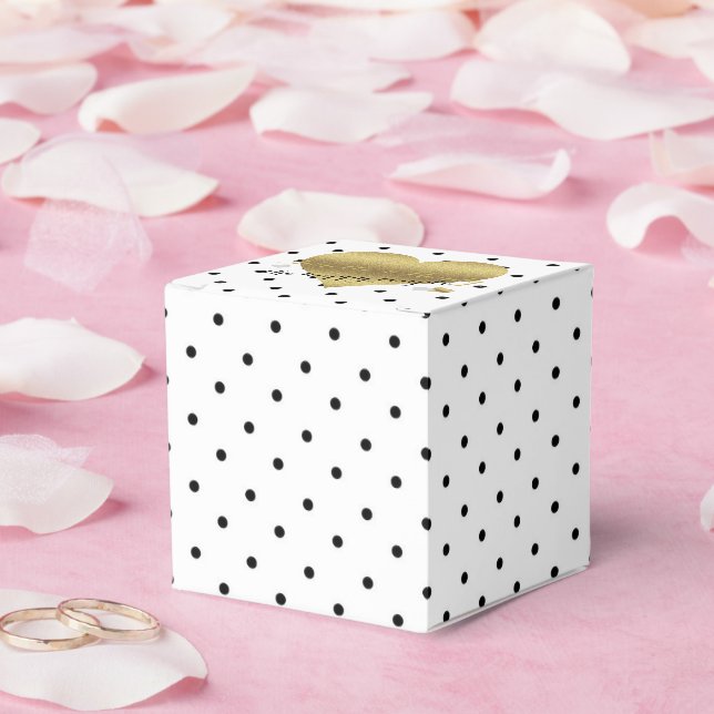 White And Gold Polka Dots Party Favor Boxes (Wedding)