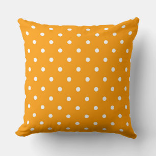White And Gold Polka Dots Throw Pillow