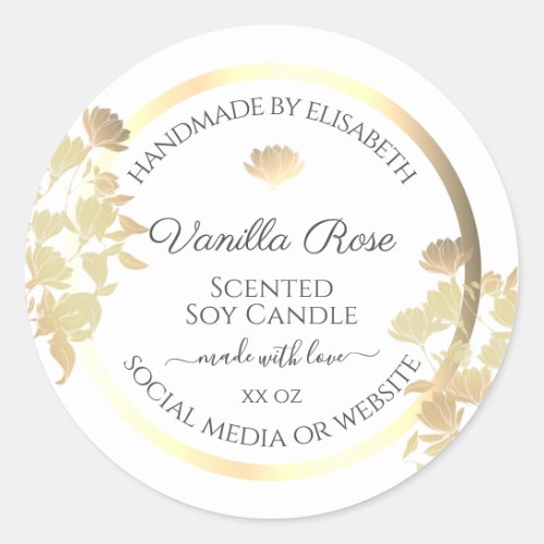 White and Gold Product Packaging Labels Floral