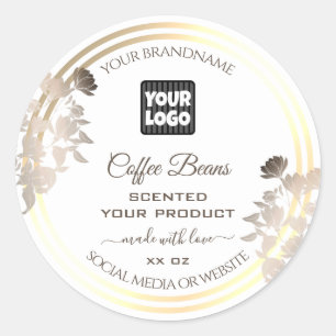 White and Gold Product Packaging Labels with Logo