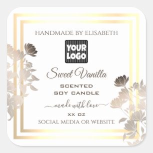 White and Gold Product Packaging Labels with Logo