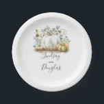 White and Gold Pumpkin Fall Harvest Paper Plates<br><div class="desc">White and gold pumpkins fall harvest party paper plates</div>