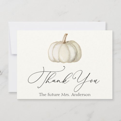 White and Gold Pumpkin Thank You Note Card