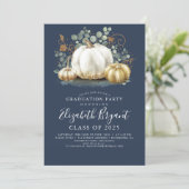 White and Gold Pumpkins Fall Harvest Graduation In Invitation (Standing Front)