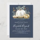 White and Gold Pumpkins Fall Harvest Graduation In Invitation (Front)
