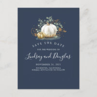 White and Gold Pumpkins Fall Save the Date