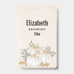 White and Gold Pumpkins Watercolor Badge