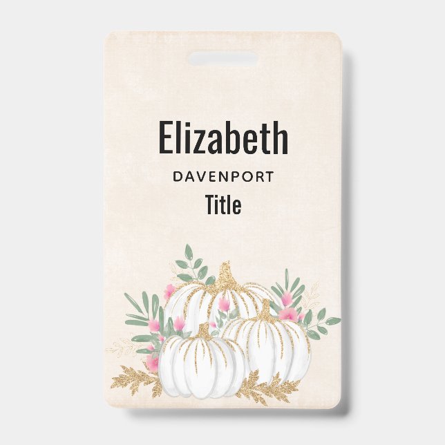  White and Gold Pumpkins Watercolor Badge (Front)