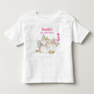 White and Gold Pumpkins Watercolor Birthday Toddler T-shirt