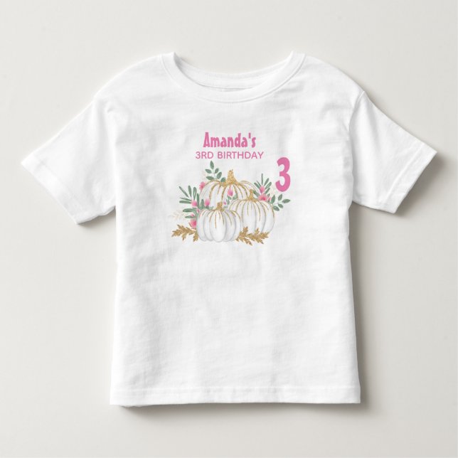 White and Gold Pumpkins Watercolor Birthday Toddler T-shirt (Front)