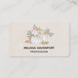White and Gold Pumpkins Watercolor Business Card