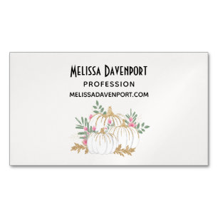 White and Gold Pumpkins Watercolor Business Card Magnet