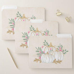 White and Gold Pumpkins Watercolor File Folder