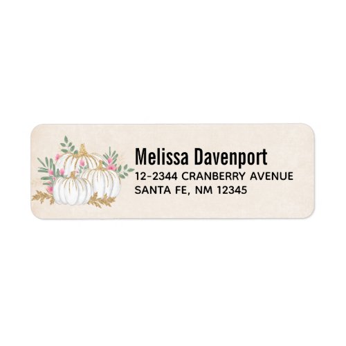 White and Gold Pumpkins Watercolor Label