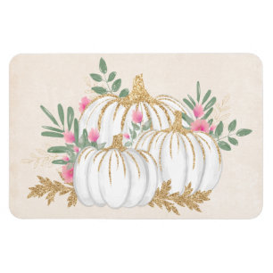White and Gold Pumpkins Watercolor Magnet