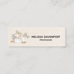 White and Gold Pumpkins Watercolor Mini Business Card
