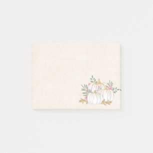 White and Gold Pumpkins Watercolor Post-it Notes