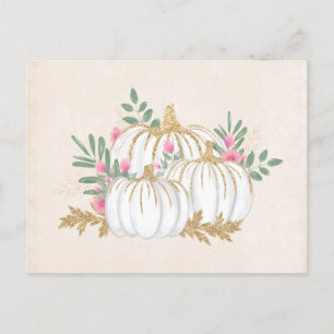 White and Gold Pumpkins Watercolor Postcard