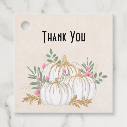 White and Gold Pumpkins Watercolor Thank You Favor Tags