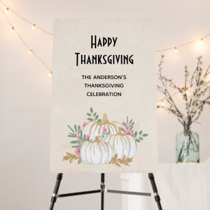 White and Gold Pumpkins Watercolor Thanksgiving Foam Board