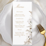 White and Gold Roses Elegant Botanical Wedding Menu<br><div class="desc">With an elegant white and gold roses botanical design these wedding menus are a beautiful addition to your tablescape. Find matching wedding items in my shop.</div>