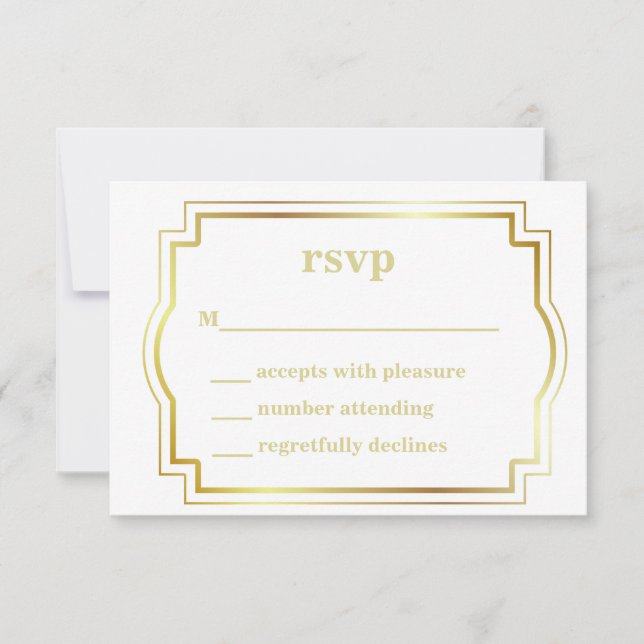 White and Gold RSVP Card (Front)