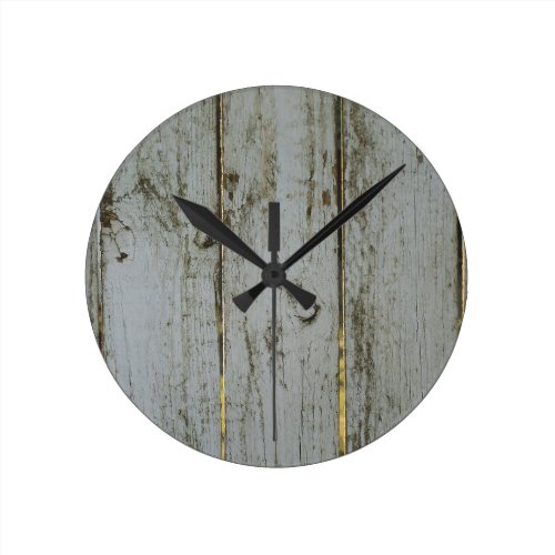 White and Gold Rustic Wood Round Clock