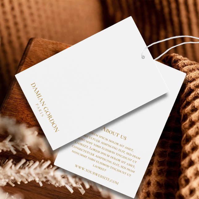 White and gold simple business branding Hang Tags (Creator Uploaded)