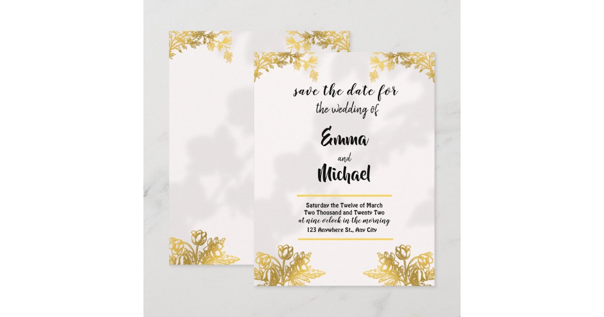 White and Gold Simple Elegant wedding invitation | Zazzle