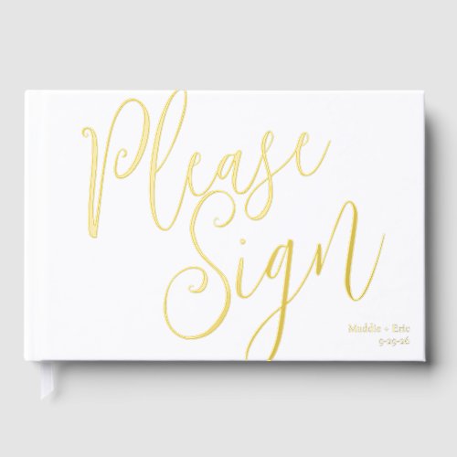 White and Gold SImple Guest Book Signature