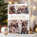 White and Gold Snowflake 6 Photo Collage Christmas Holiday Card<br><div class="desc">Modern Simple Elegant Calligraphy White and Gold Snowflake 6 Photo Collage Merry Christmas Script Folded Holiday Card. This festive, minimalist, six (6) photo holiday greeting card template features a pretty grid photo collage, some snowflake and says „Merry Christmas”! The „Merry Christmas” greeting text is written in a beautiful whimsical hand...</div>