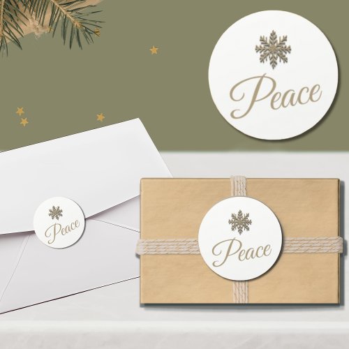 White and Gold Snowflake Sticker  Peace