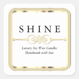 White and Gold Square Sticker