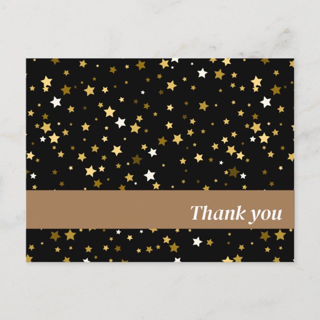  White And Gold Stars Thank you Card (Front)