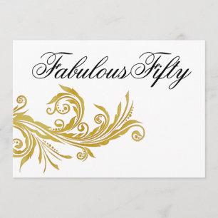 White and Gold Swirl Birthday Party Invitation