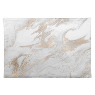 White and Gold Tone Marbled Place Mat