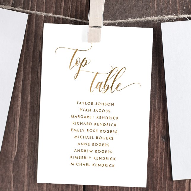 White and Gold, Top Table Seating Plan Card (Creator Uploaded)