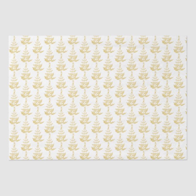  White and Gold Tree Holiday Tissue Paper (Front)