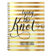 White and Gold Tying the Knot Wedding Notebook