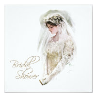 White and Gold Vintage Bridal Shower Card