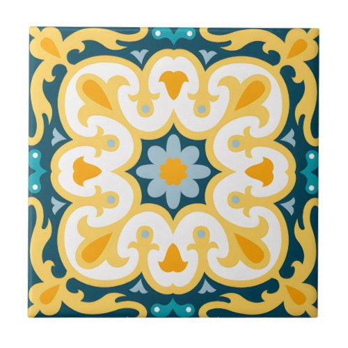 white and gold wall tiles Classic big yellow flowe